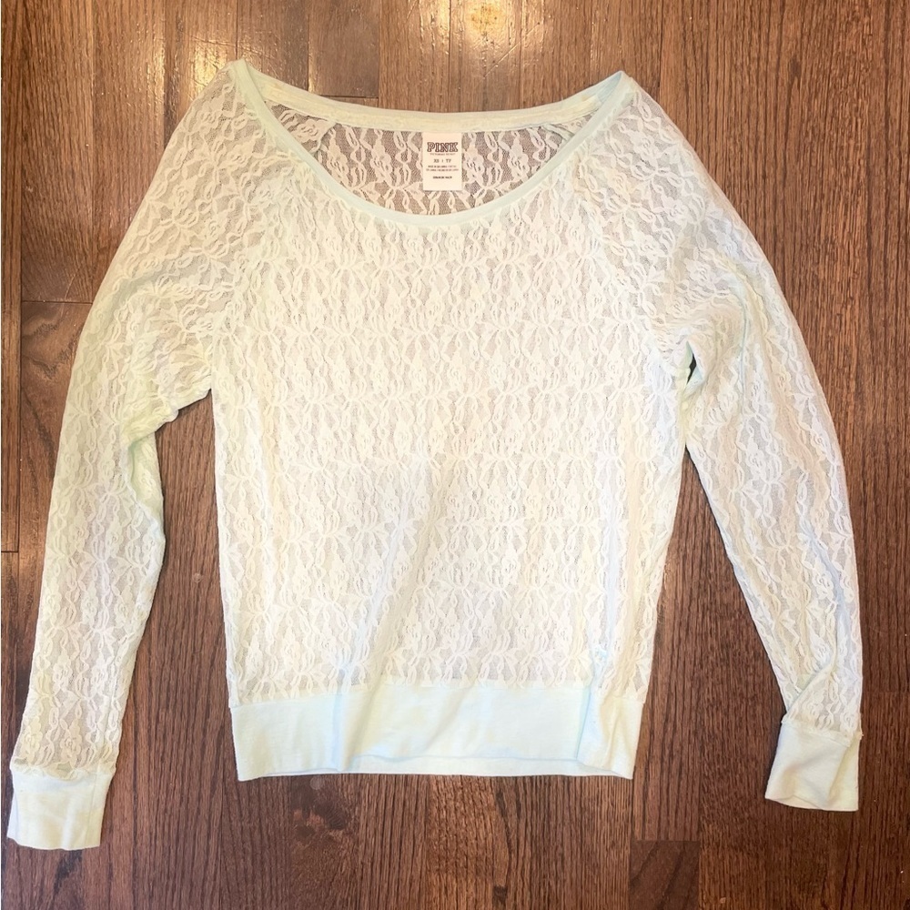 Victoria Secret PINK light blue lace top - Picture 4 of 8